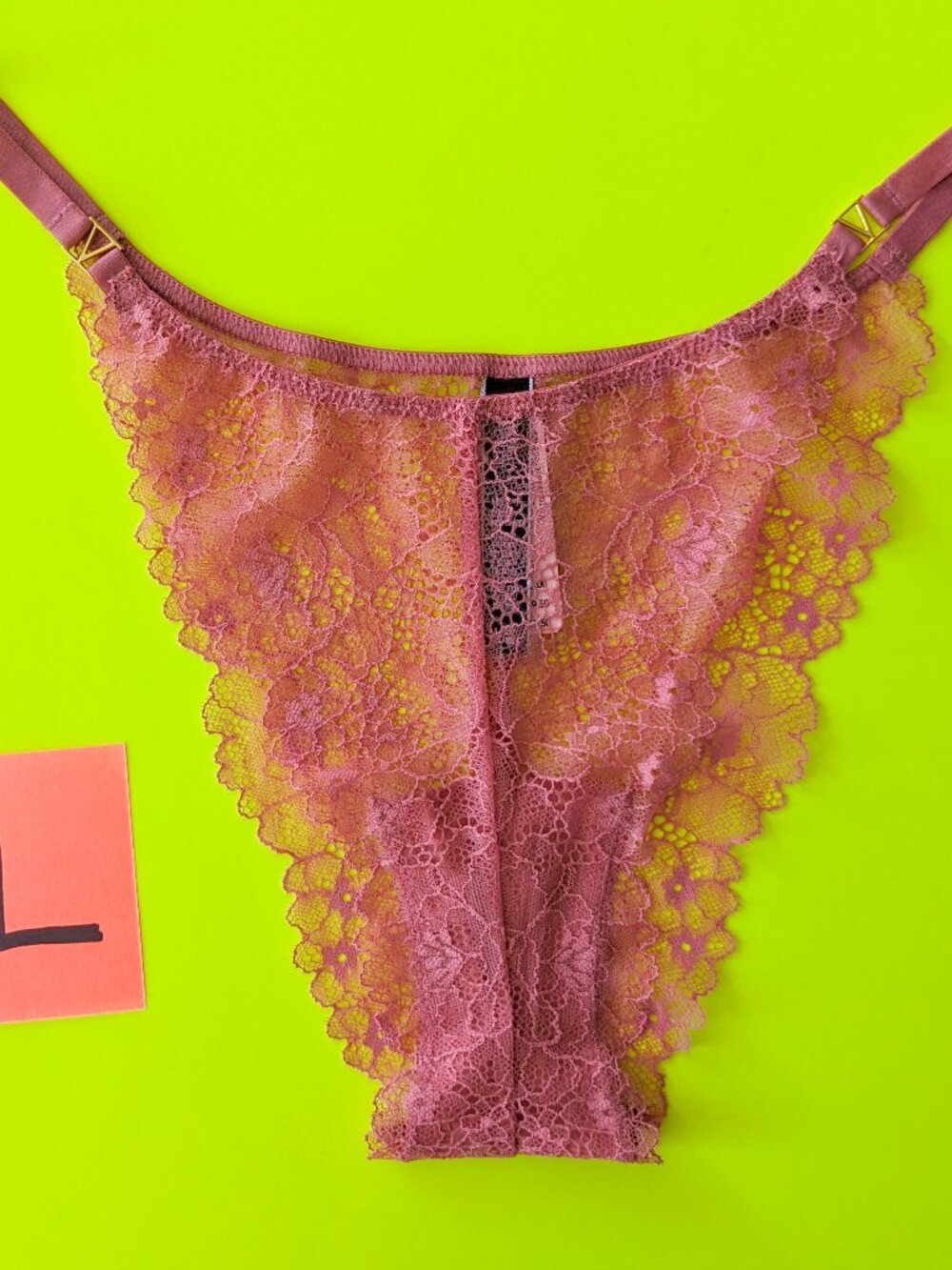 Victoria's Secret Luxe Very Sexy Size L Orange Lace Brazilian Panty